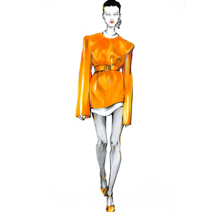 Alina grinpauka fashion illustration jil sander runway preview closeup model