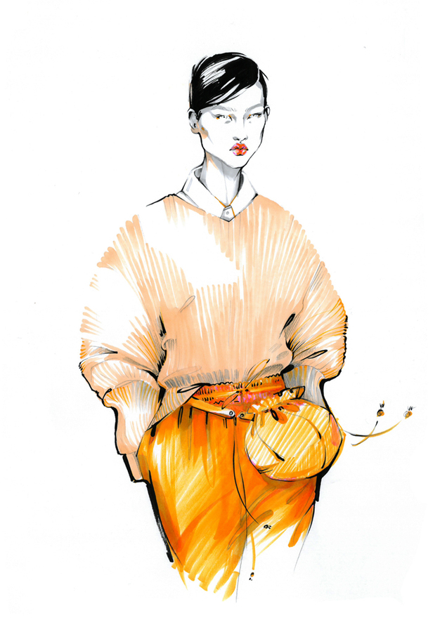 Alina grinpauka fashion illustration jil sander runway